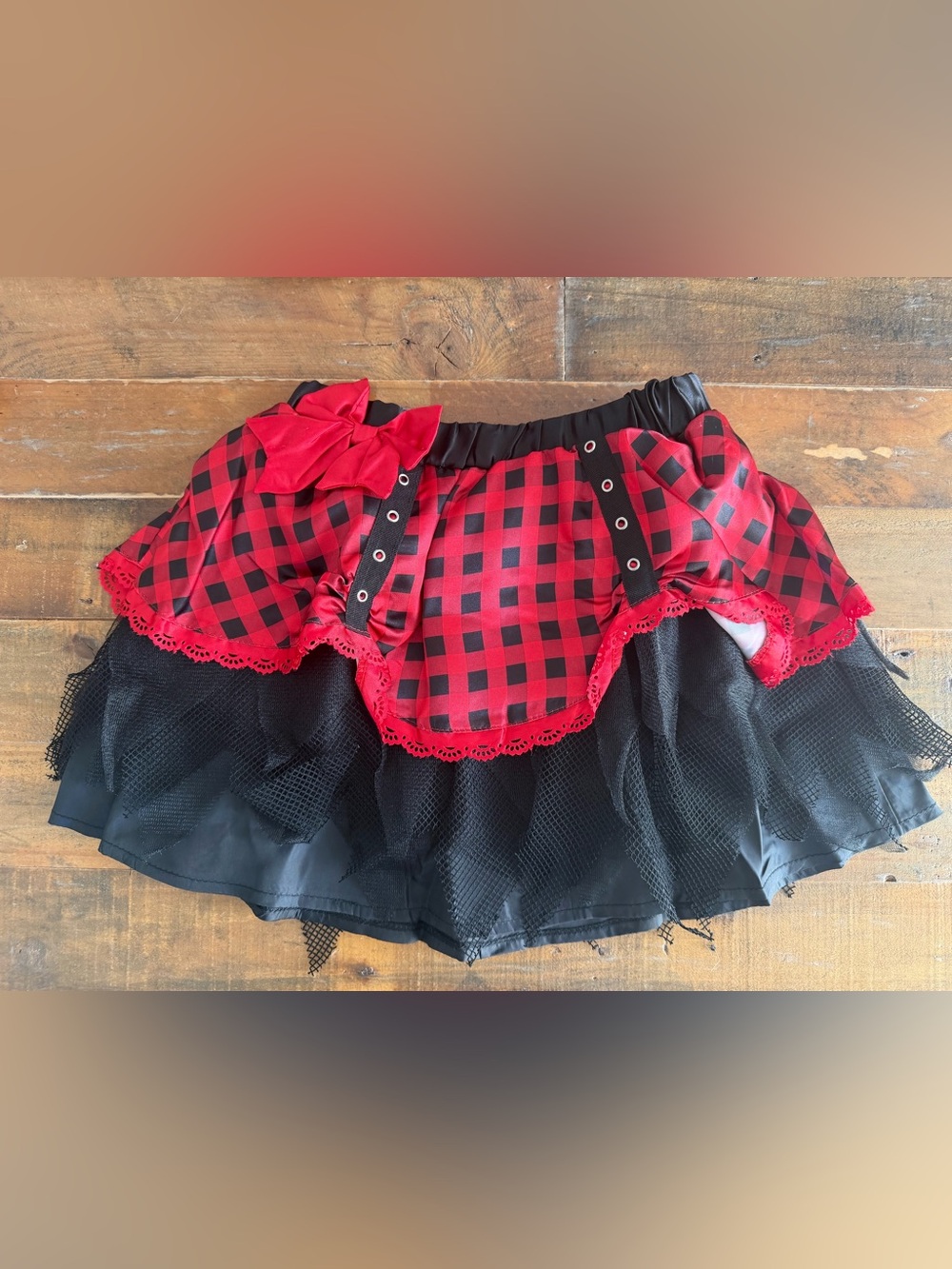 Dark Riding Hood Red & Black Halloween Tutu Skirt - Child One Size